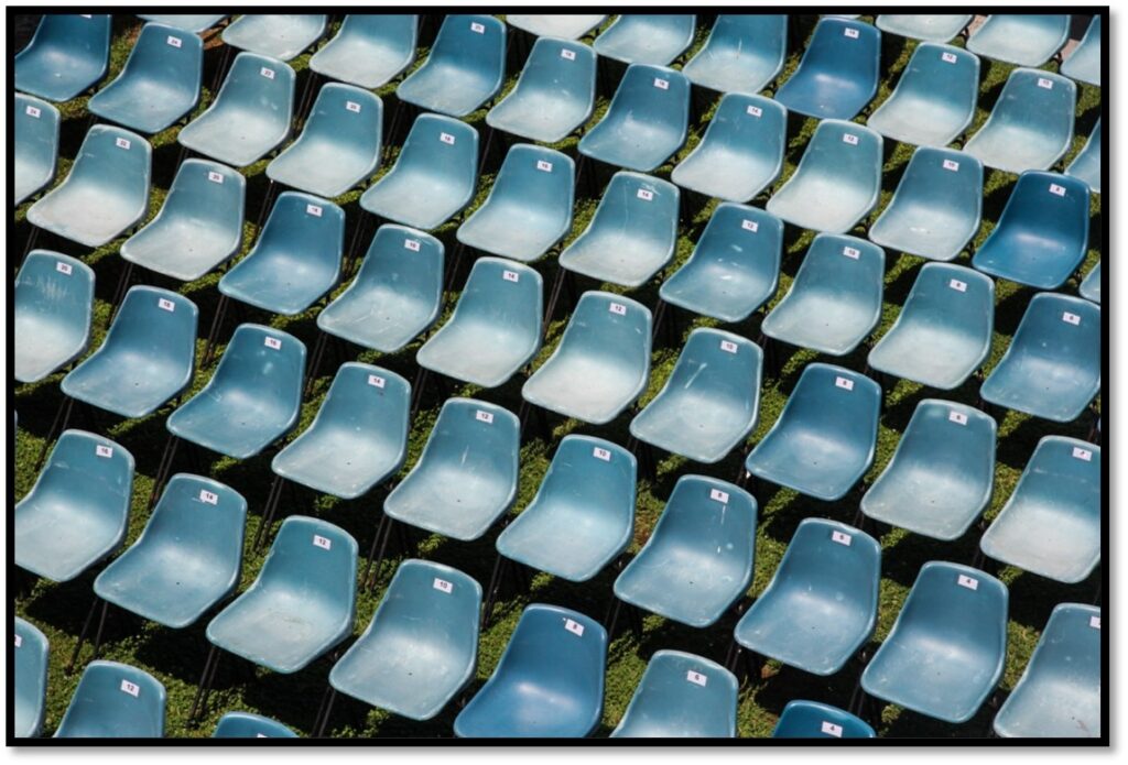 Blue stadium seating